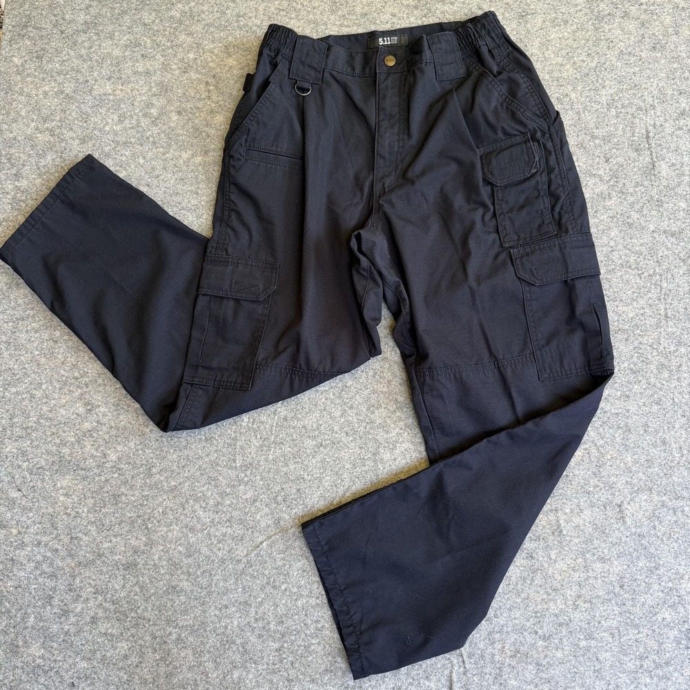 5.11 Tactical Pants Mens 32x30 Navy Cargo Canvas Elastic Waist Utility Workwear